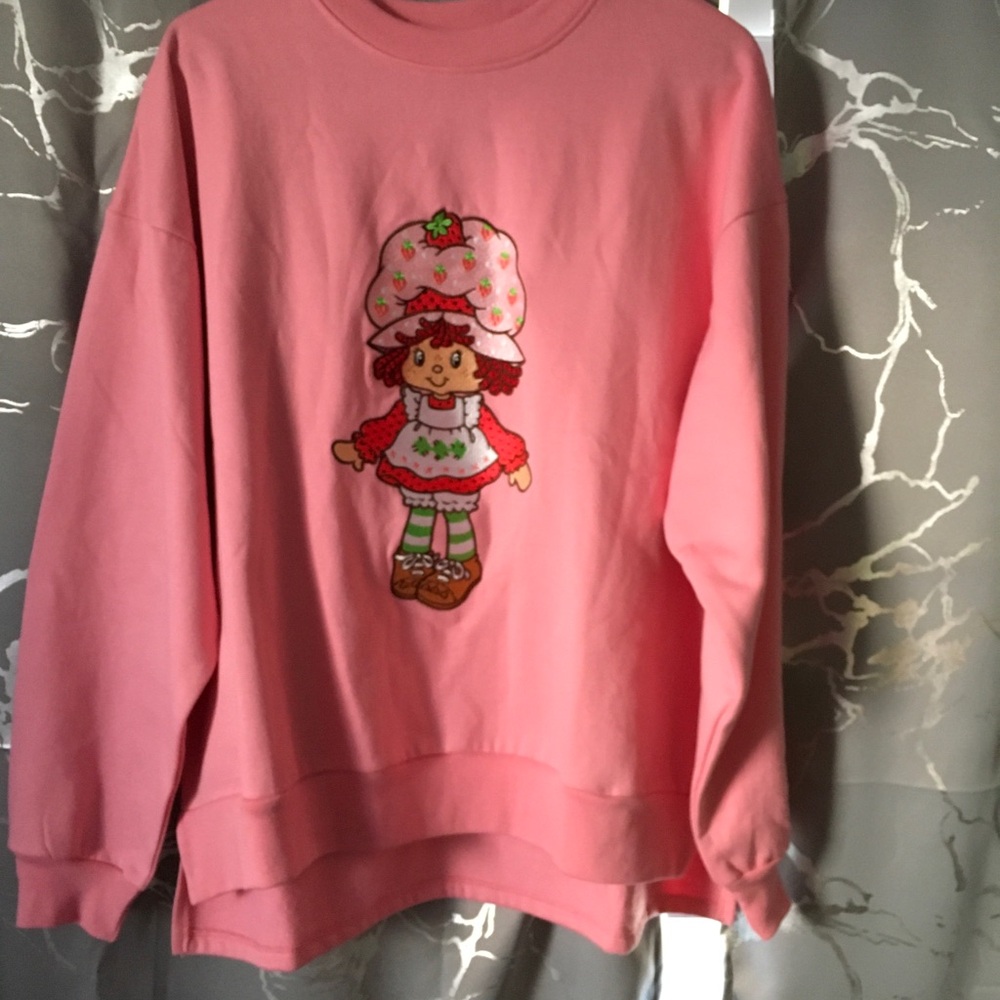 Pink Strawberry Character Crewneck Sweater